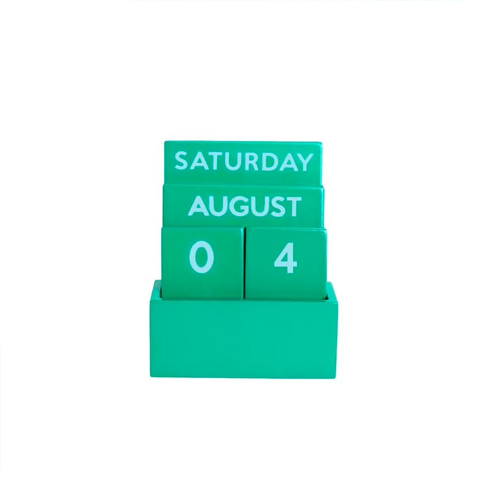 Small Full Color Glossy Green Perpetual Calendar