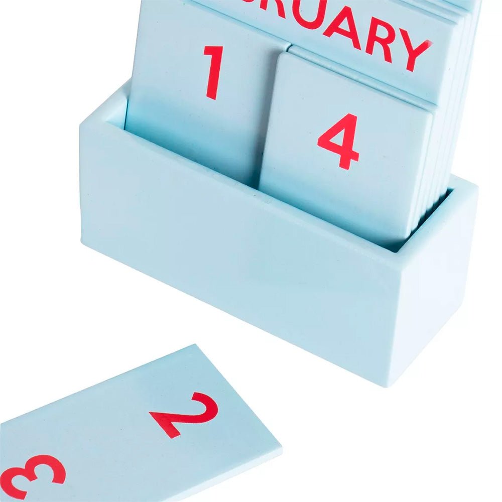 Small Full Color Glossy Light Blue Perpetual Calendar