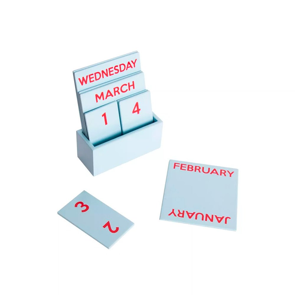 Small Full Color Glossy Light Blue Perpetual Calendar