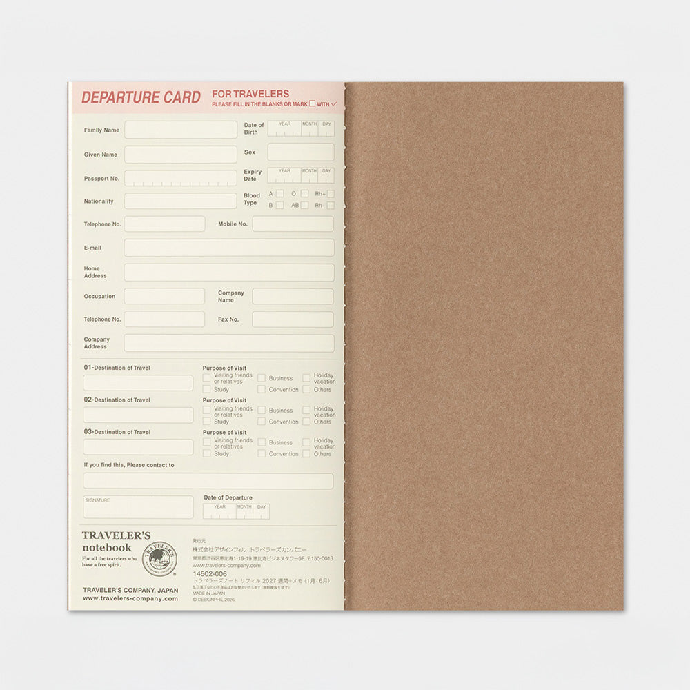 Weekly + Memo Diary Refill 2027 – Regular Size
