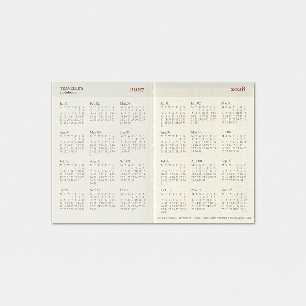 Weekly + Memo Diary Refill 2027 – Passport Size