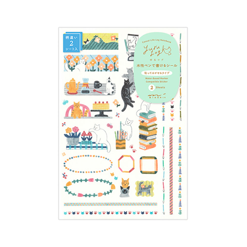 Pegatinas Yuru Log Gato (2 hojas)