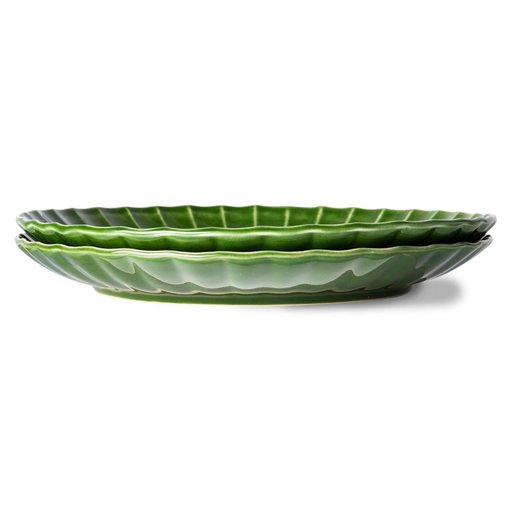 The Emeralds: Ceramic Dinner Plate Ribbed Green