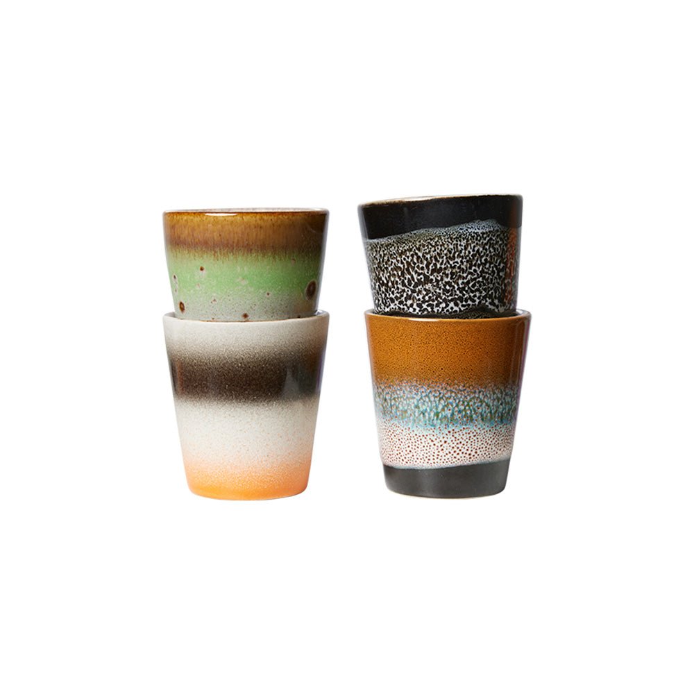 Tasses Ristretto Good vibes en céramique des années 70 (Ensemble de 4)