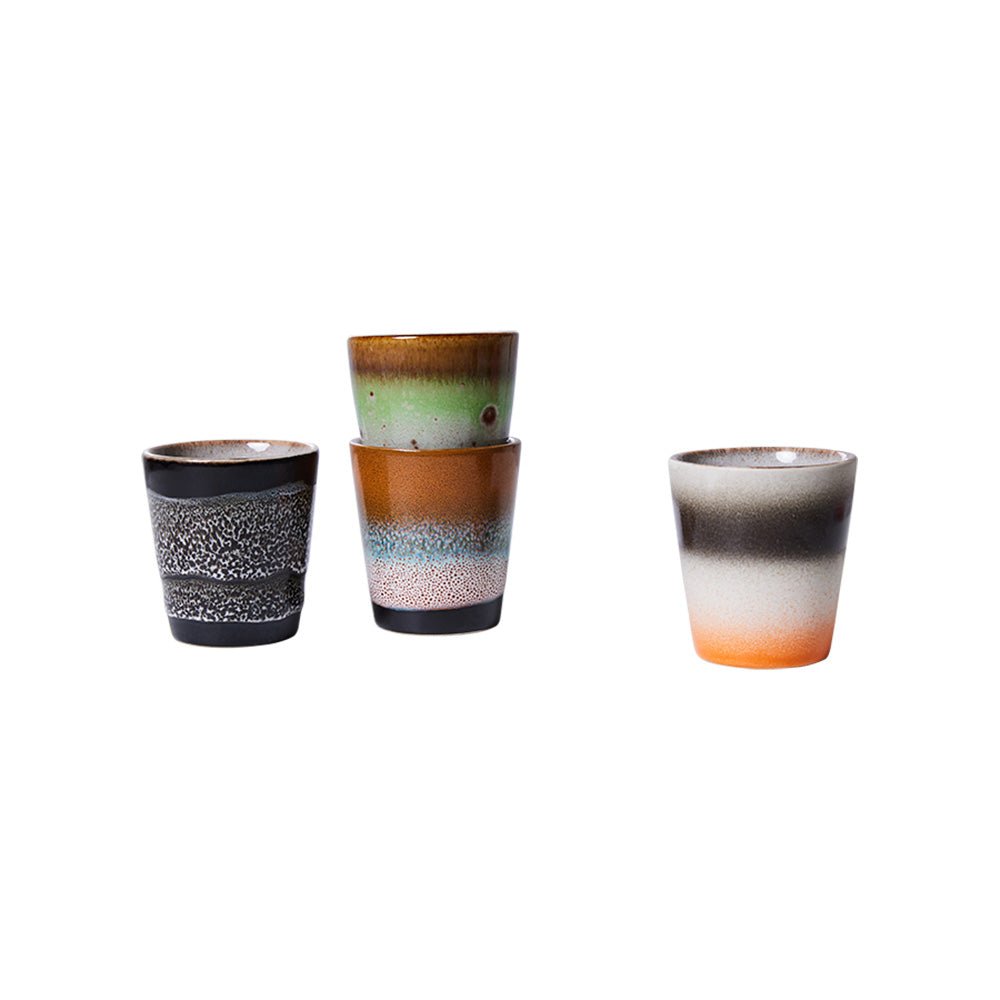Tasses Ristretto Good vibes en céramique des années 70 (Ensemble de 4)