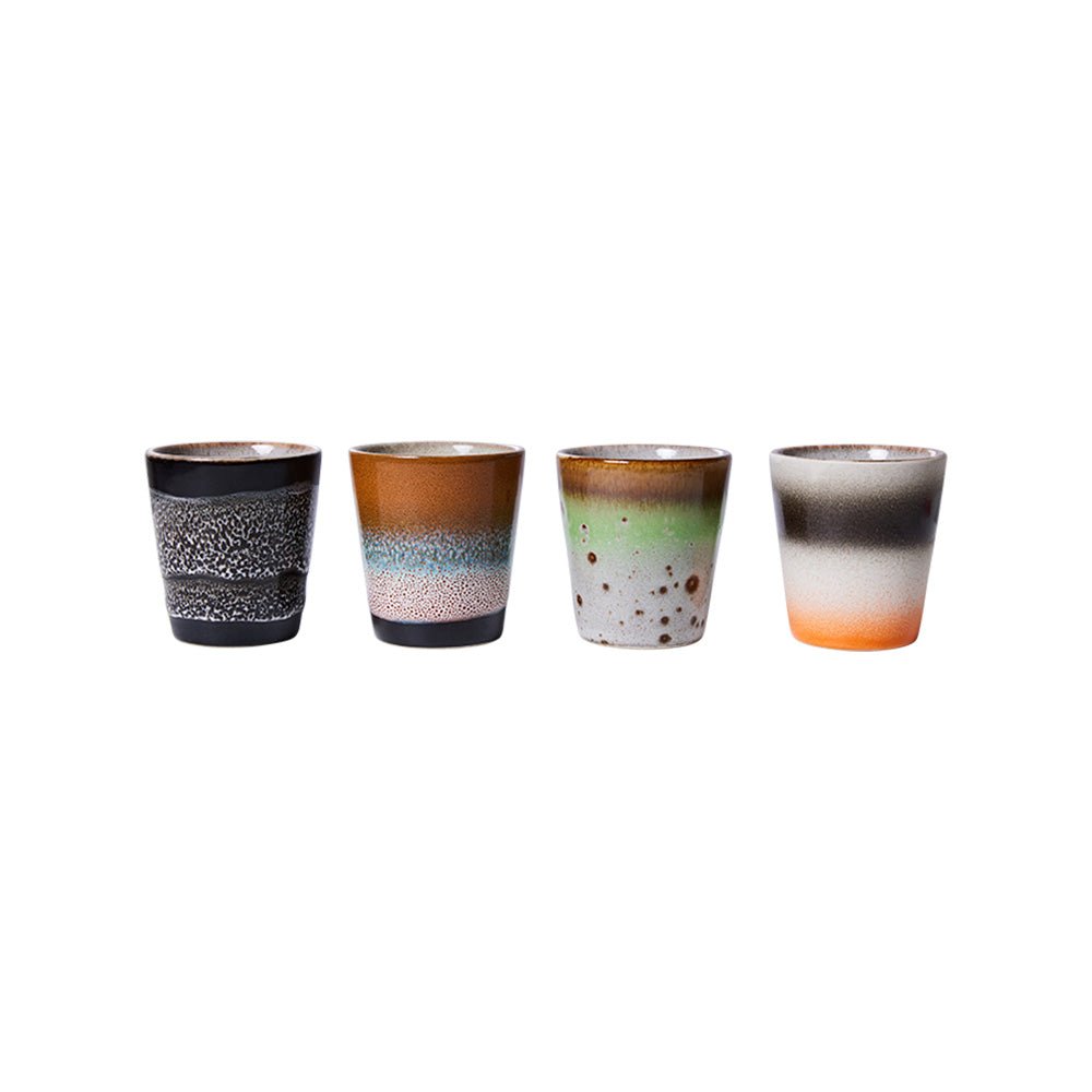 Tasses Ristretto Good vibes en céramique des années 70 (Ensemble de 4)