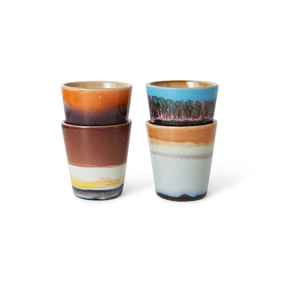 Tasses solaires Ristretto en céramique des années 70 (Ensemble de 4)