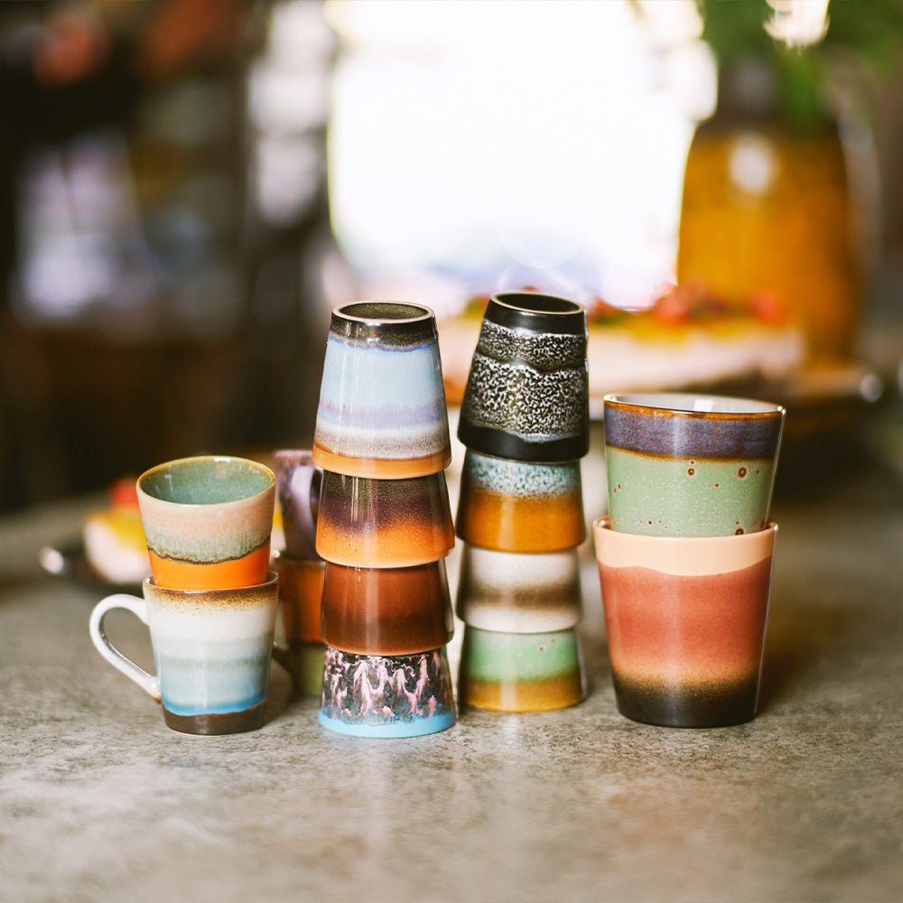Tasses solaires Ristretto en céramique des années 70 (Ensemble de 4)