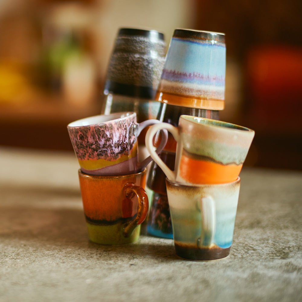 Tasses solaires Ristretto en céramique des années 70 (Ensemble de 4)