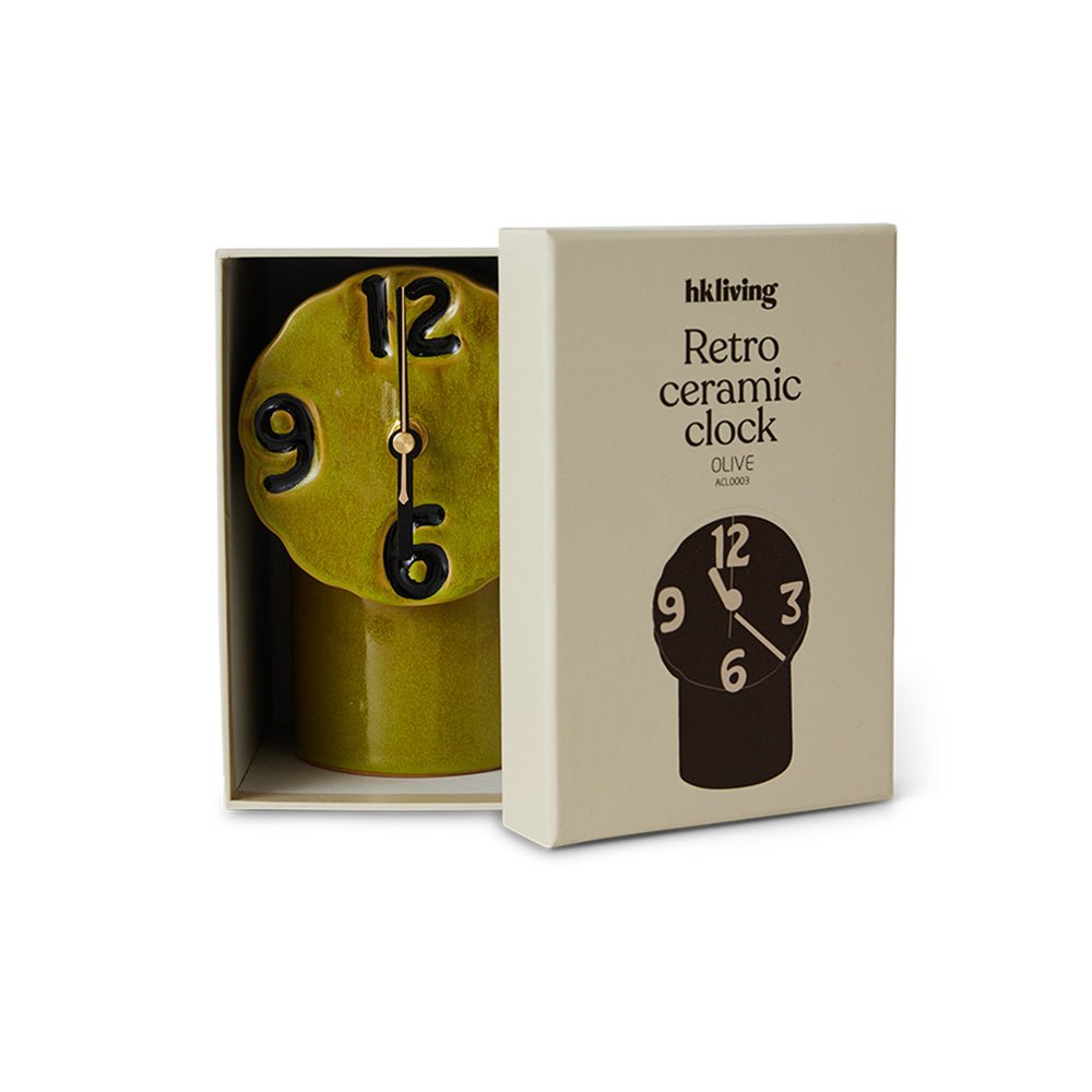 Retro Ceramic Clock Olive
