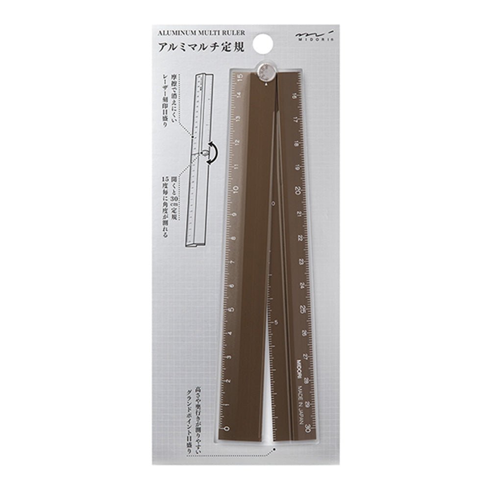 Règle multiple en aluminium 30 cm marron