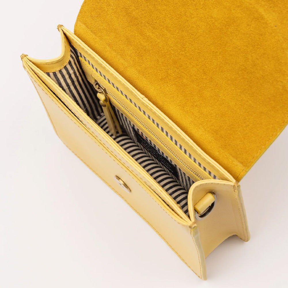 Mini sac classique en cuir jaune beurre Audrey