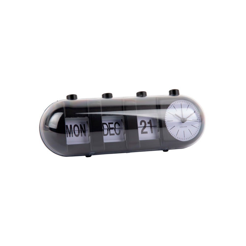 Alarm Clock Retro Tube Calendar Flip Black