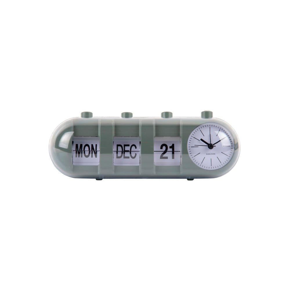 Reloj Despertador Retro Tube Calendar Flip Verde