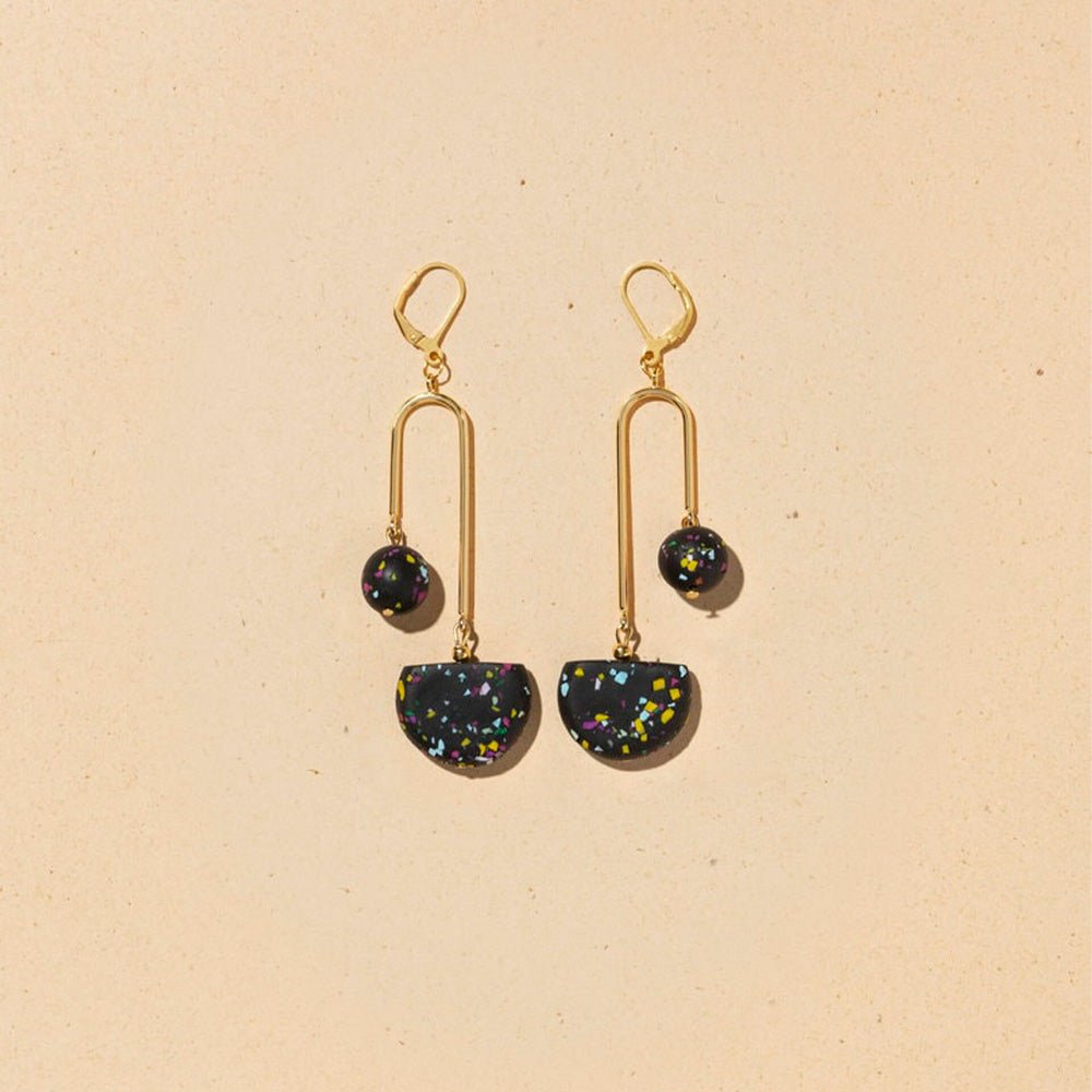 Pendientes Arc Terrazzo Negro