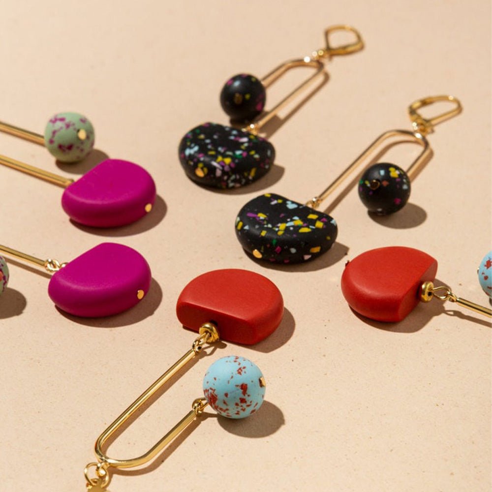 Boucles d'oreilles Arc Terrazzo Noir