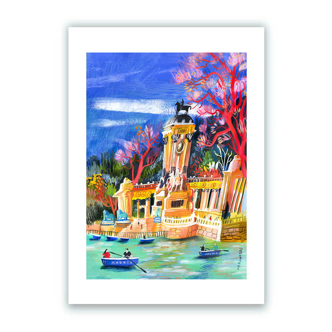 Bateaux sur l'étang du Retiro Impression Giclée