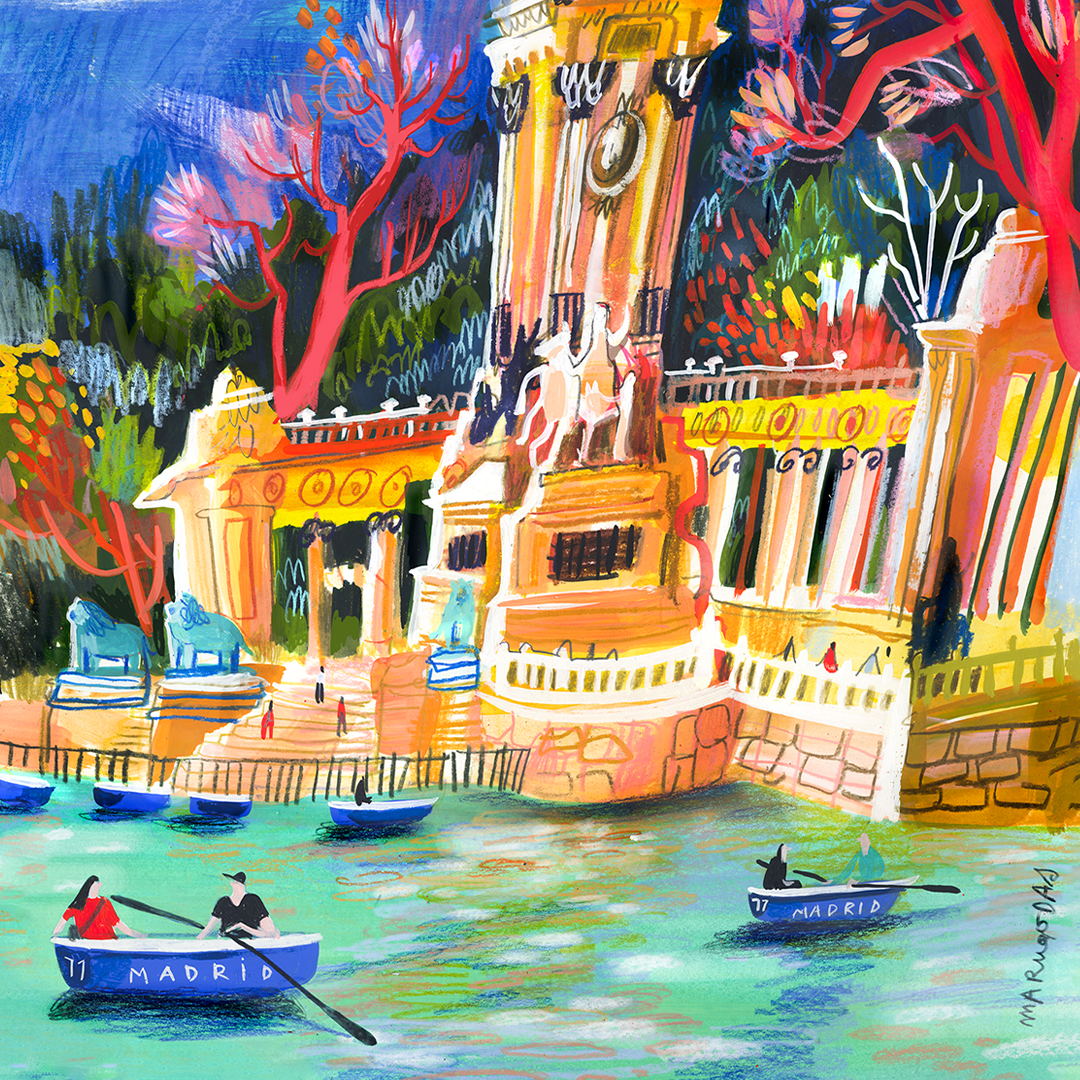 Bateaux sur l'étang du Retiro Impression Giclée