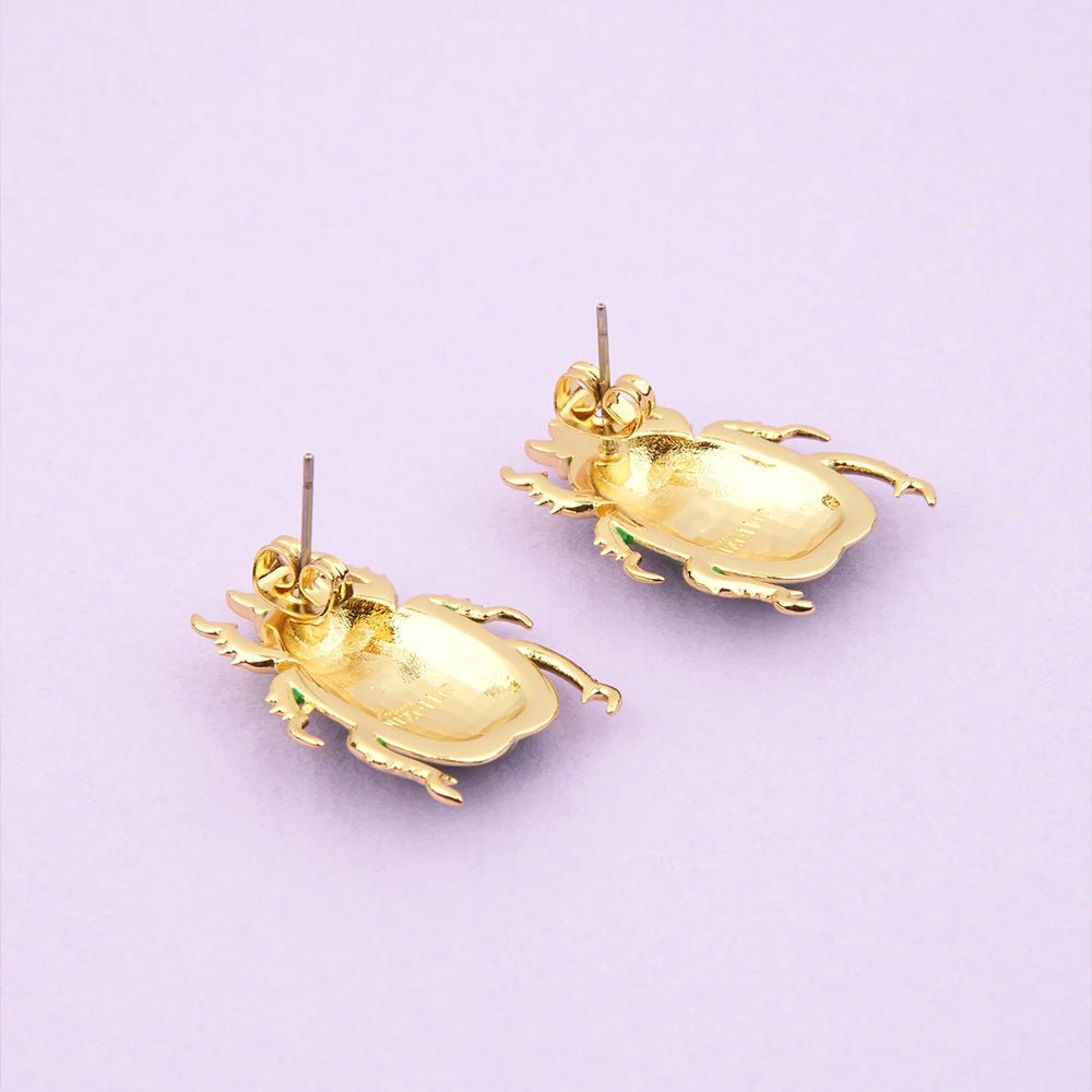 Boucles d'oreilles scarabée vert