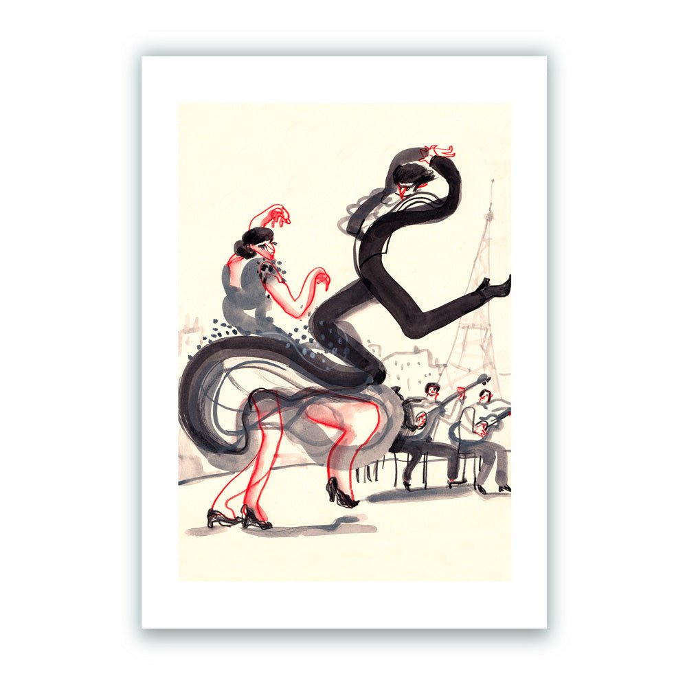 Spanish Flamenco - Black Giclée Print
