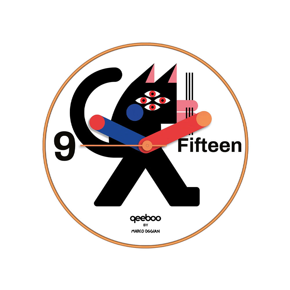 Black Cat Wall Clock by Marco Oggian