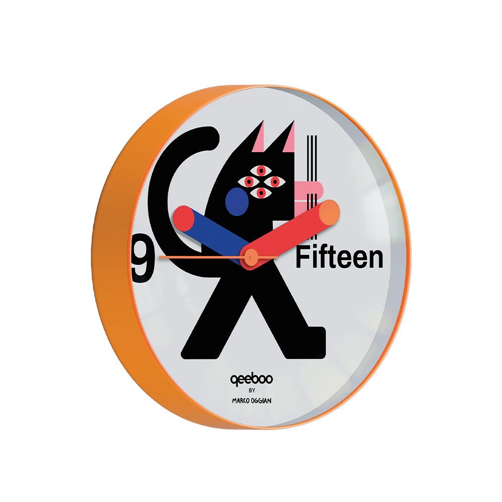 Black Cat Wall Clock by Marco Oggian