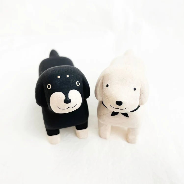 Animal en bois Pole Pole Teckel Blanc