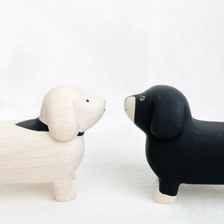 Animal en bois Pole Pole Teckel Blanc