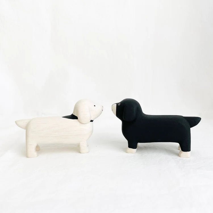 Animal en bois Pole Pole Teckel Blanc