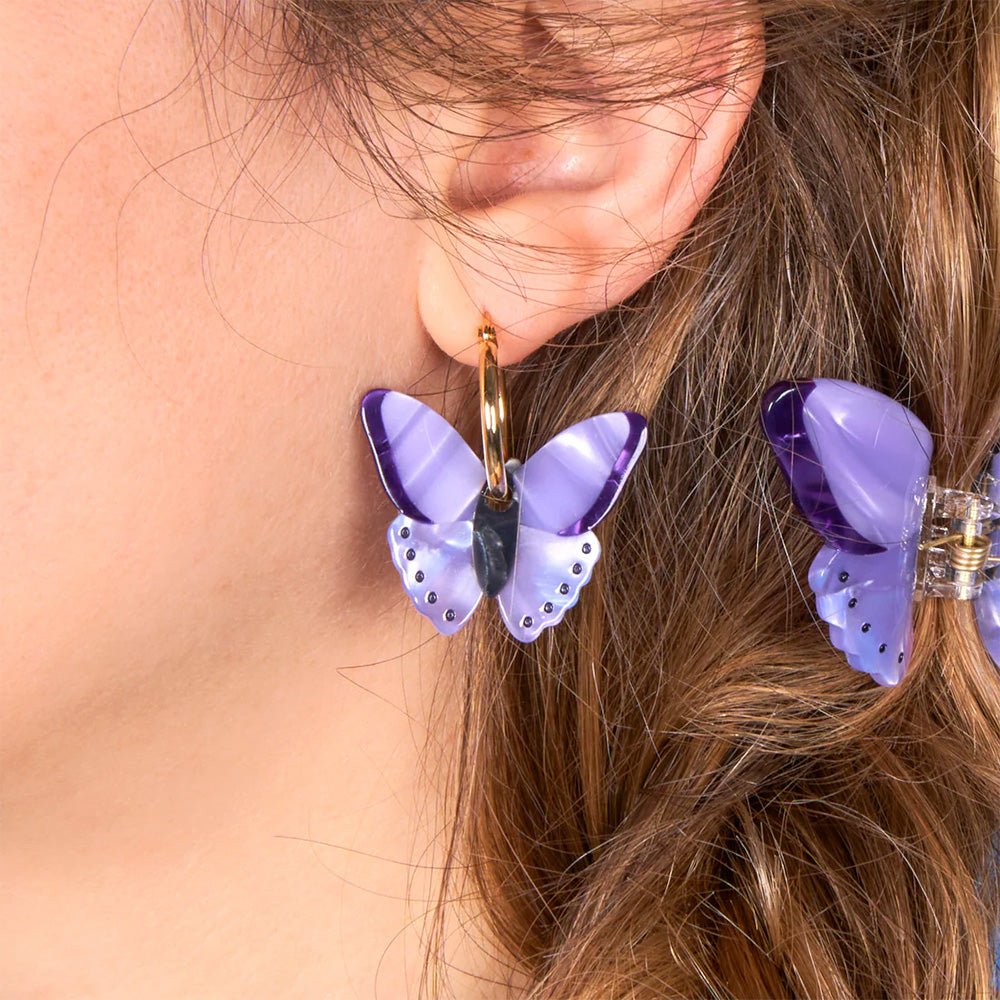 Boucles d'oreilles papillon violet