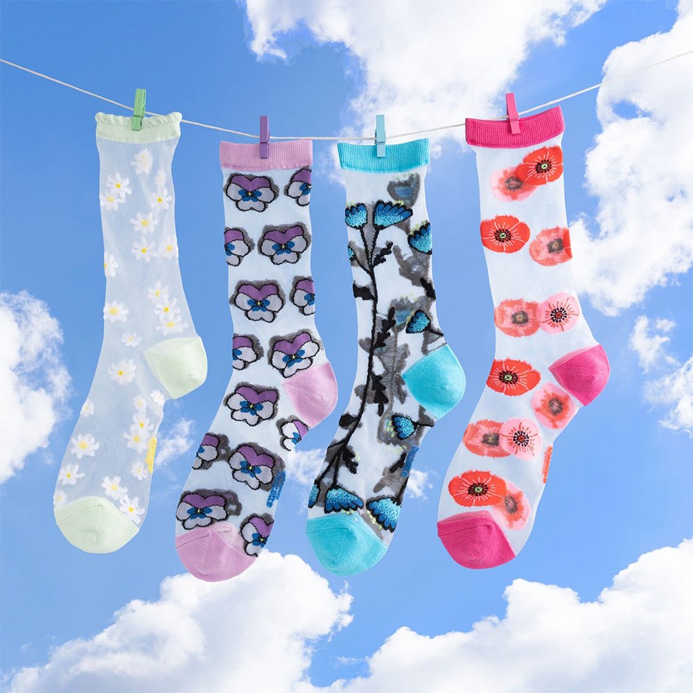 Chaussettes transparentes avec marguerites