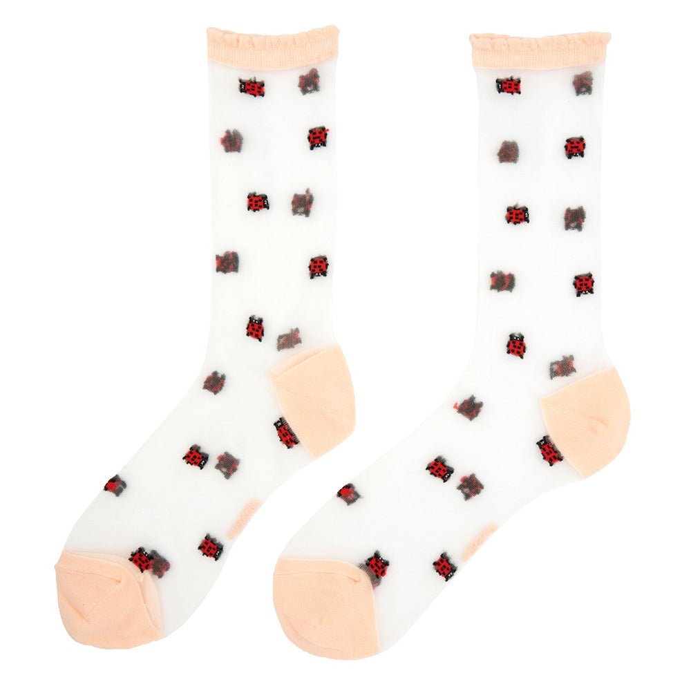 Chaussettes transparentes coccinelle