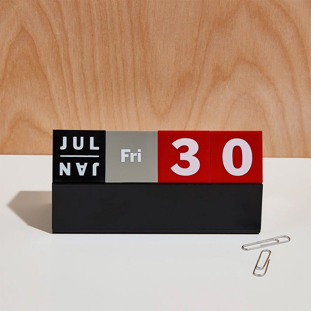 Perpetual Cubes Calendar - Red / Grey / Black