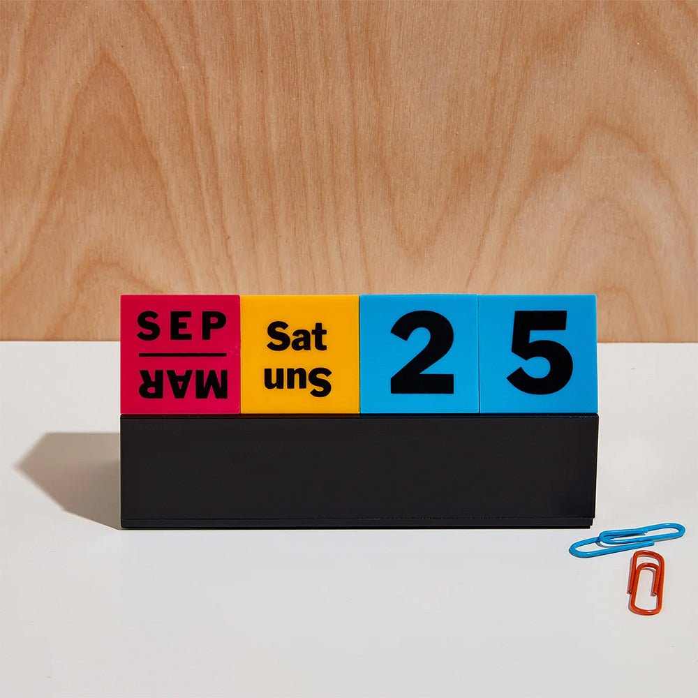 Perpetual Cubes Calendar - Yellow / Pink / Blue