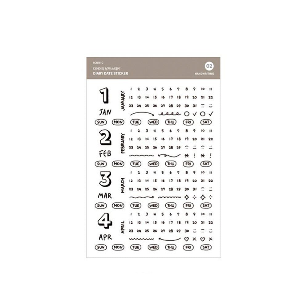 Diary Date Sticker 02 Handwriting