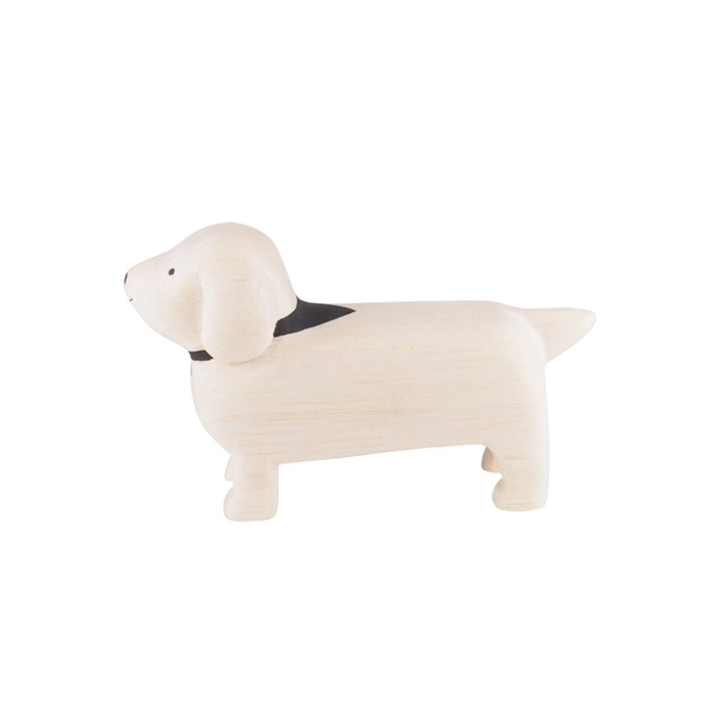 Animal en bois Pole Pole Teckel Blanc