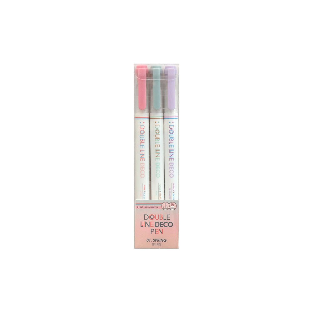 Double Line Deco Pen 01 Spring (set of 3)