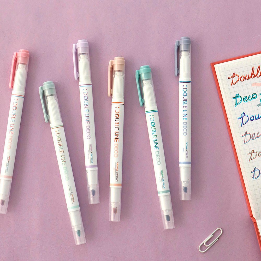 Double Line Deco Pen 01 Spring (set of 3)