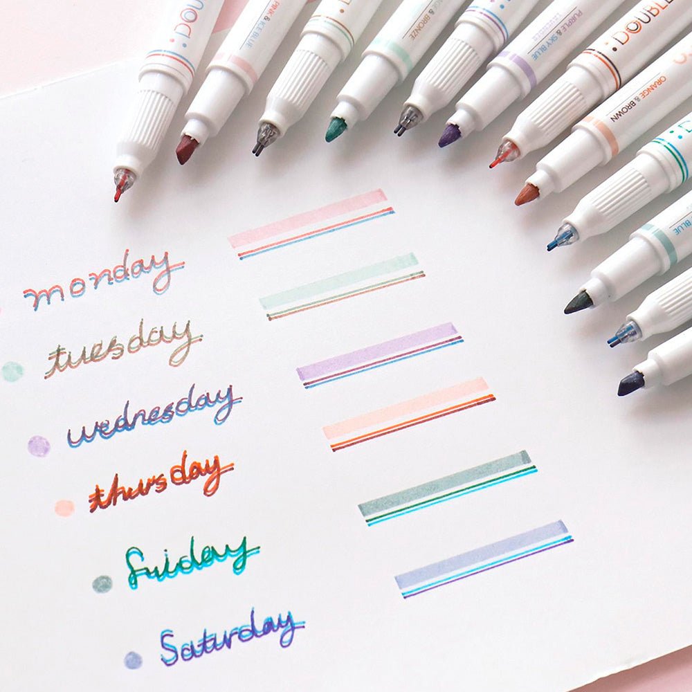 Double Line Deco Pen 01 Spring (set of 3)