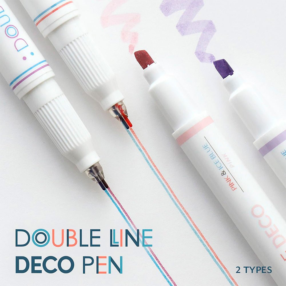 Double Line Deco Pen 01 Spring (set of 3)