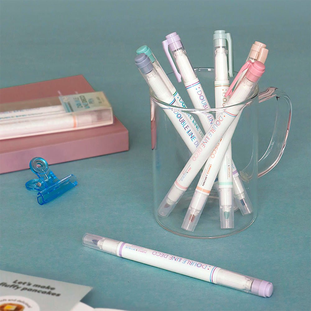 Double Line Deco Pen 01 Spring (set of 3)