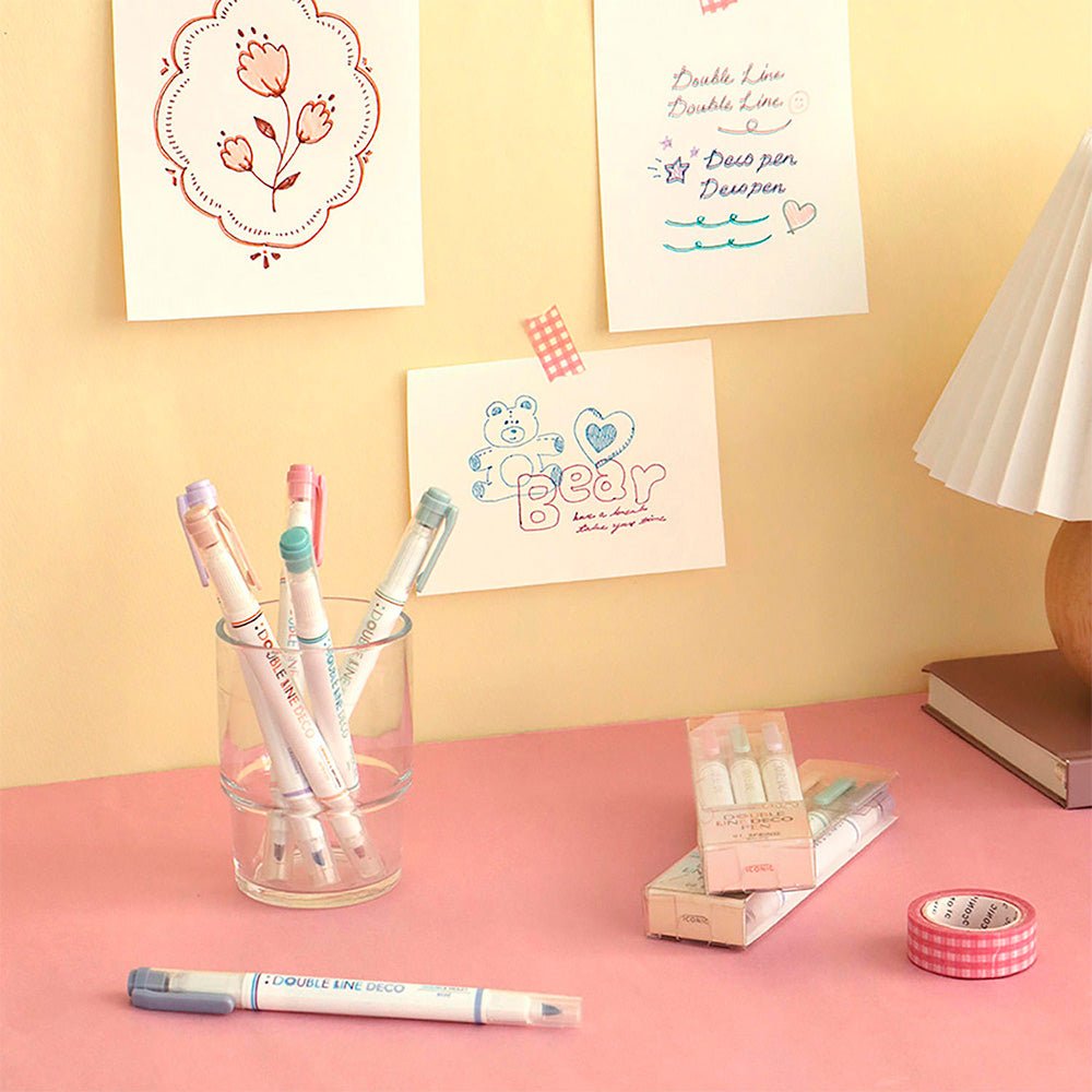 Double Line Deco Pen 01 Spring (set of 3)