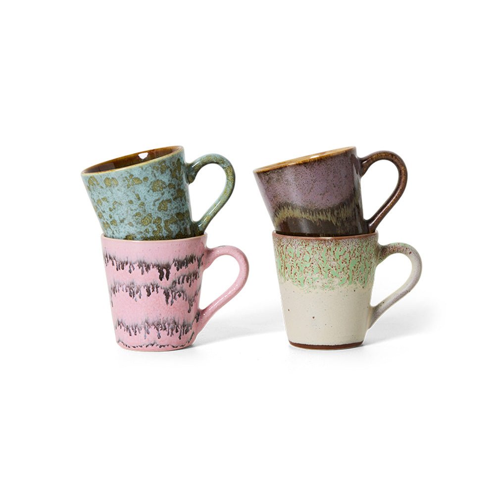 Céramiques années 70 : Tasses à expresso - Brutalisme (lot de 4)
