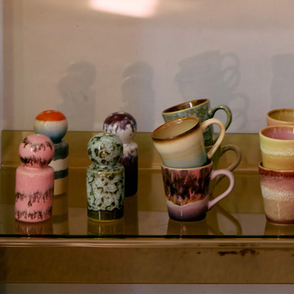 Céramiques années 70 : Tasses à expresso - Brutalisme (lot de 4)