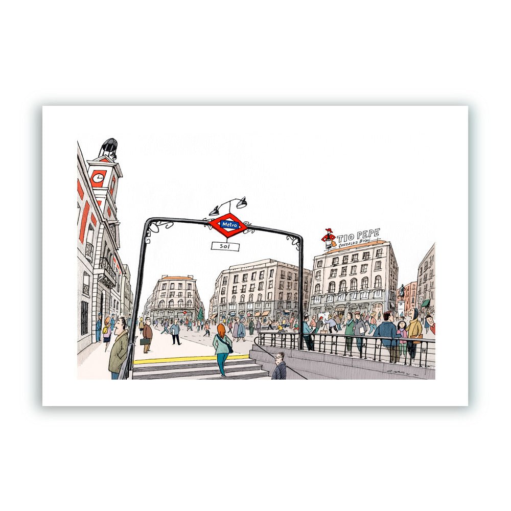 Estación de Sol (La Puerta del Sol - Plaza) Giclée Print