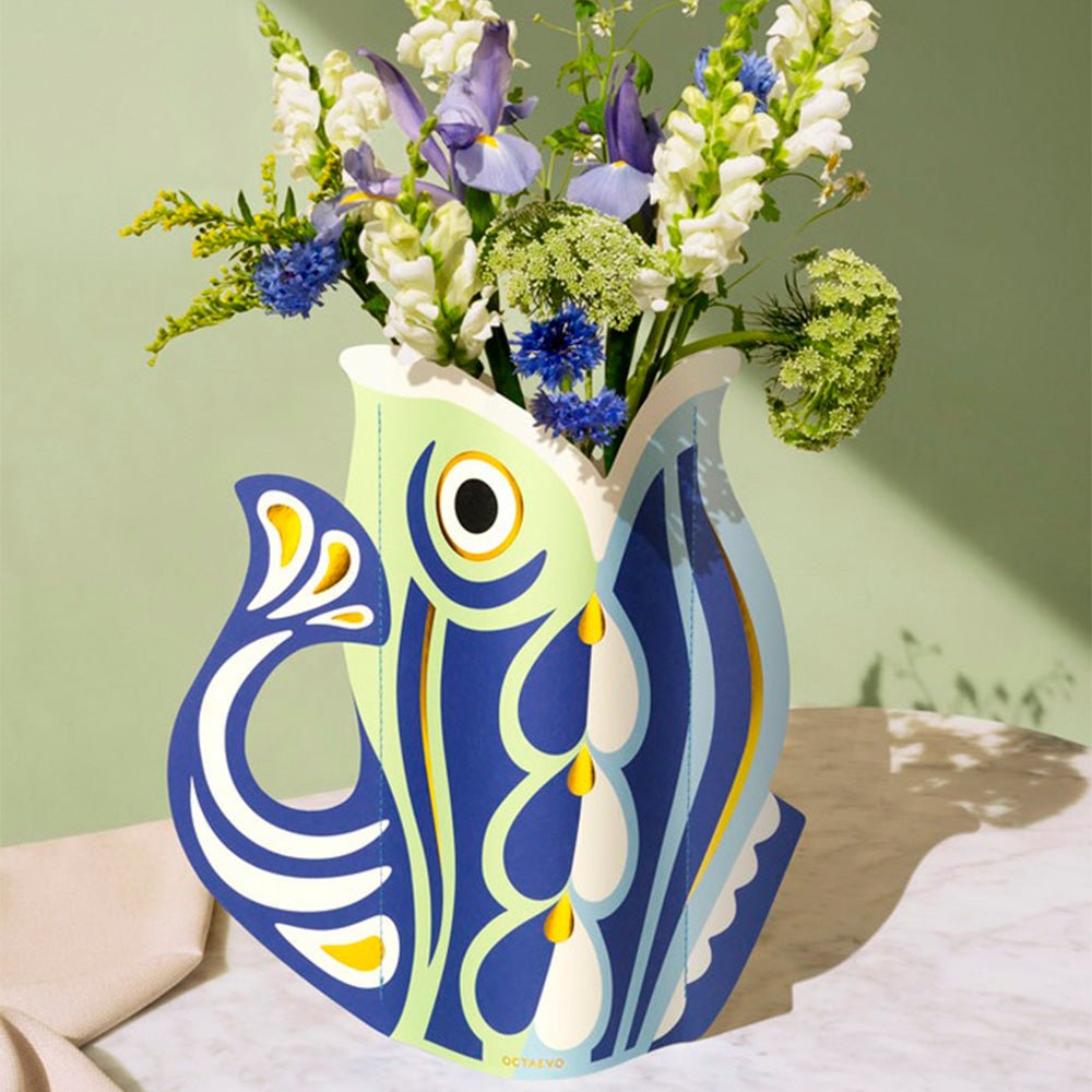 Florero de Papel Pez Azul