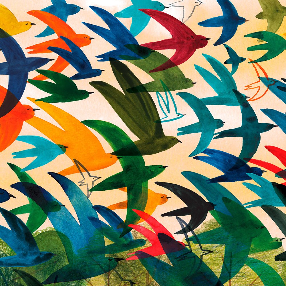 Flock of Colors Giclée Print A5