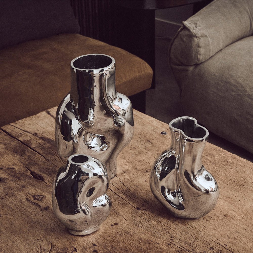 Gleam Glass Vase Medium Chrome