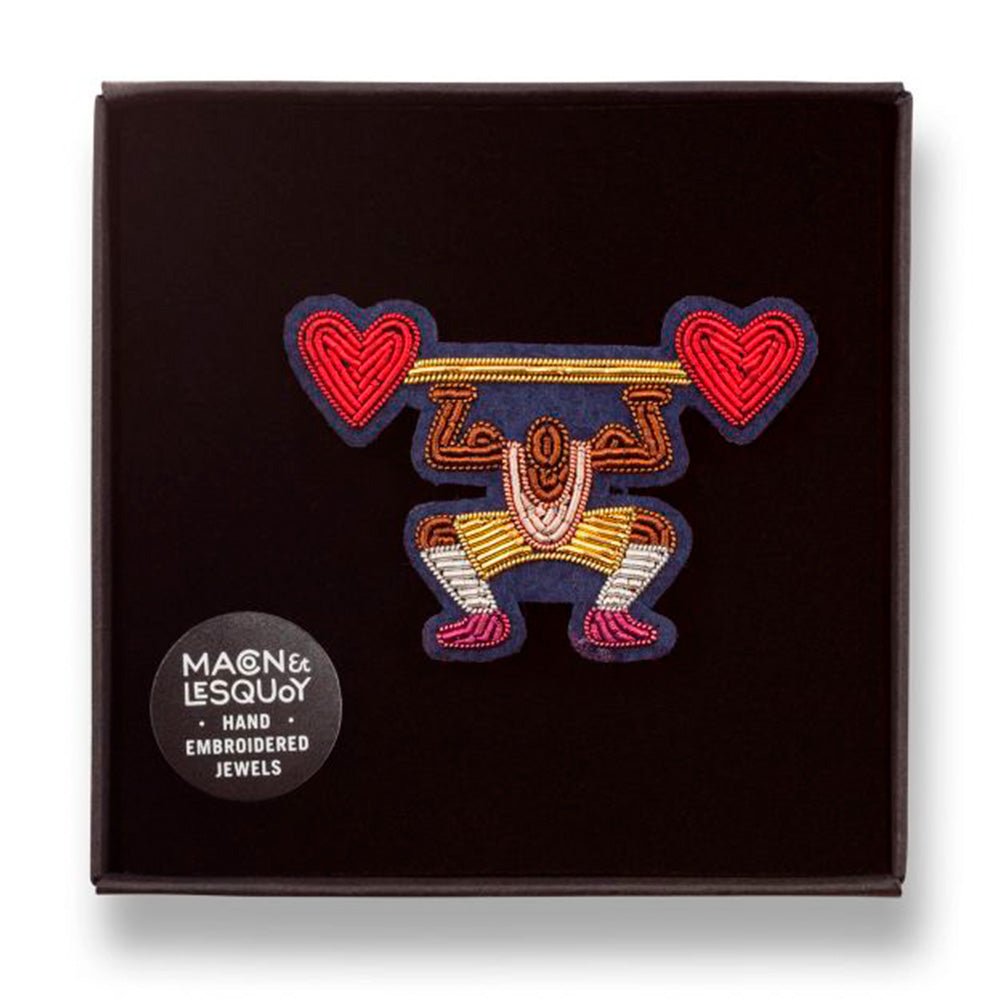 Strong Man Hand Embroidered Brooch