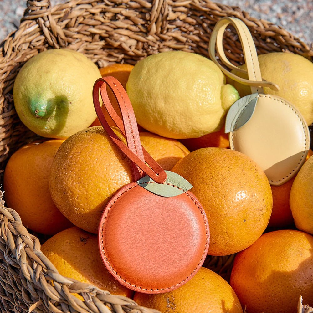 Orange Bag Charm - Tangerine Classic Leather
